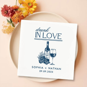 Drunk In Love Personalised Wine Cocktail Wedding Napkin