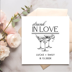 Drunk In Love Personalised Wine Glasses Wedding Napkin