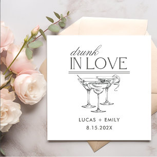 Drunk In Love Personalised Wine Glasses Wedding Napkin