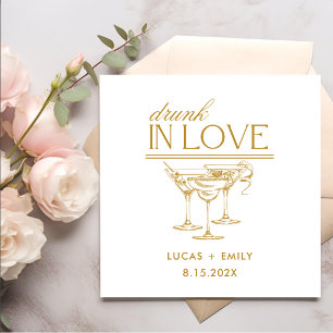 Drunk In Love Personalised Wine Glasses Wedding Napkin