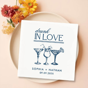 Drunk In Love Personalised Wine Glasses Wedding Napkin