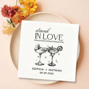 Drunk In Love Personalised Wine Glasses Wedding Napkin