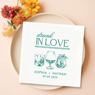 Drunk In Love Personalised Wine Glasses Wedding Napkin
