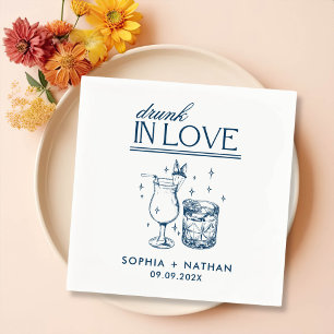 Drunk In Love Personalised Wine Glasses Wedding Napkin