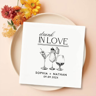 Drunk In Love Personalised Wine Glasses Wedding Napkin
