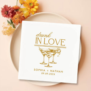 Drunk In Love Personalised Wine Glasses Wedding Napkin