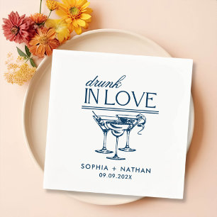 Drunk In Love Personalised Wine Glasses Wedding Napkin