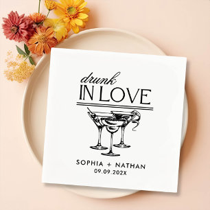 Drunk In Love Personalised Wine Glasses Wedding Napkin