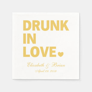 "Drunk in love" Personalized Golden Wedding Napkin