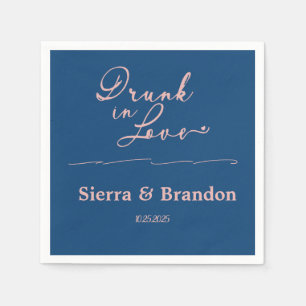 Drunk In Love Pink&Blue Monogram Wedding Napkins
