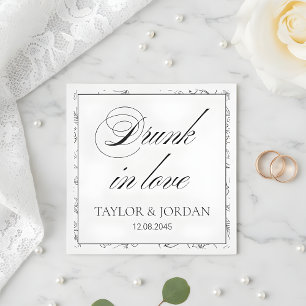 Drunk in Love Script Floral Wedding Custom Napkin
