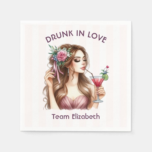 Drunk in Love Team Bride Cocktail Bachelorette Napkin (Front)