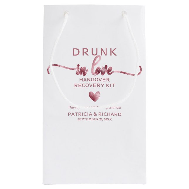 Drunk In Love Wedding Hangover Kit Small Gift Bag (Back)