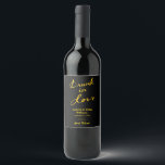 Drunk in Love Wine Label - gold & black<br><div class="desc">This fun wine label is accented with "Drunk in Love" in a bold gold brush stroke on a black background,  keeping it stylish and trendy. To see more coordinating items,  check out the Bachelorette Party Drunk in Love Collection that contains coordinating t-shirts,  tattoos,  posters and flasks.</div>