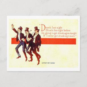 Drunk last night... 1909 Vintage Postcard