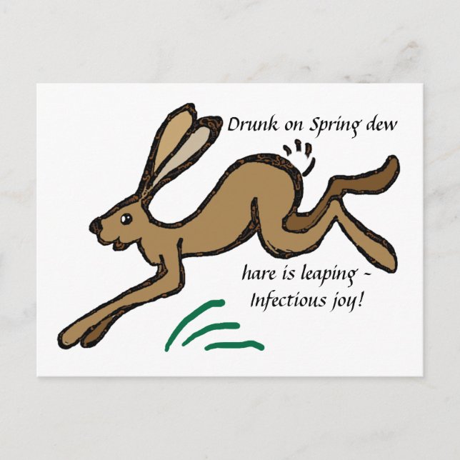 Drunk on Spring dew, hare is leaping Postcard (Front)