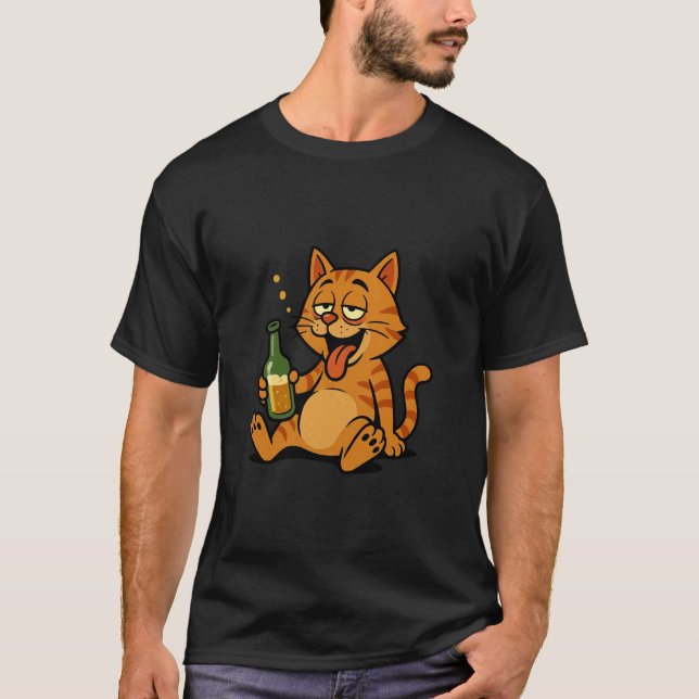 Drunk Party Cat T-Shirt (Front)