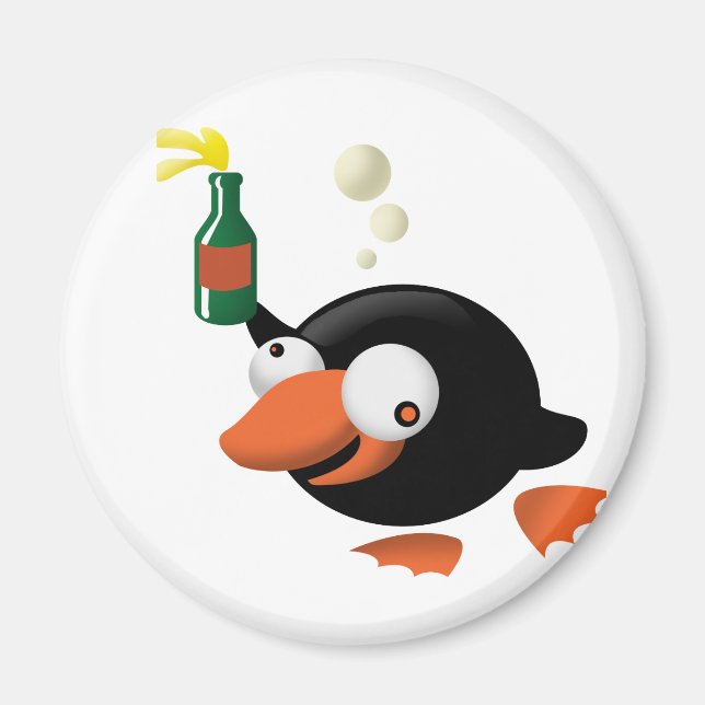 drunk penguin magnet (Front)