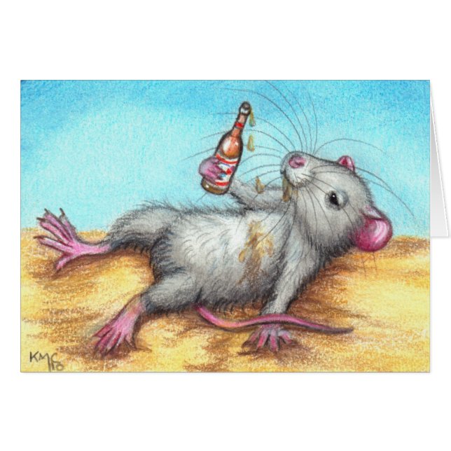 Drunk Rat with Beer Card (Front Horizontal)