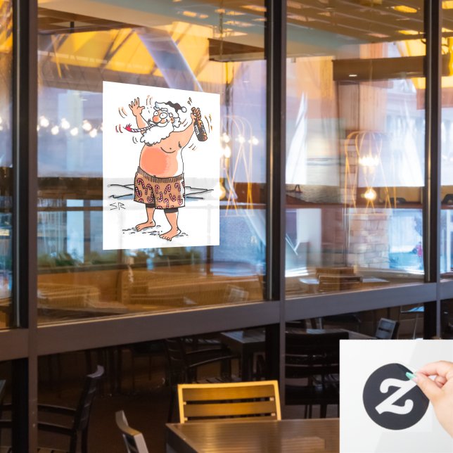 Drunk Santa large window cling back stick (Restaurant Window)