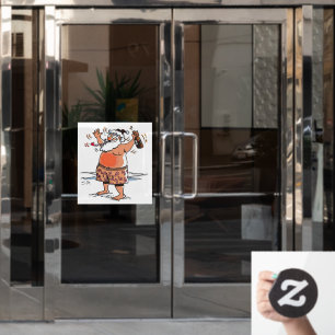 Drunk Santa large window cling front stick