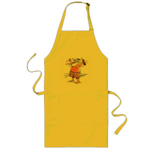 Drunk Santa long yellow chef apron