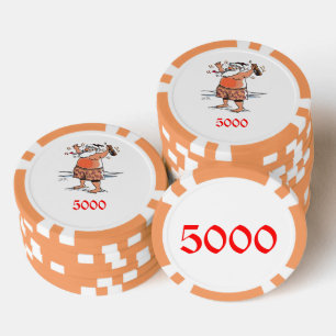 Drunk Santa orange 5000 striped poker chip