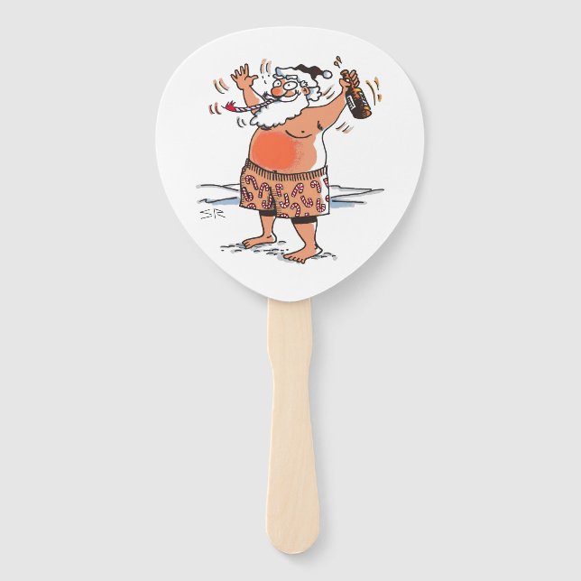 Drunk Santa paddle hand fans (Front)