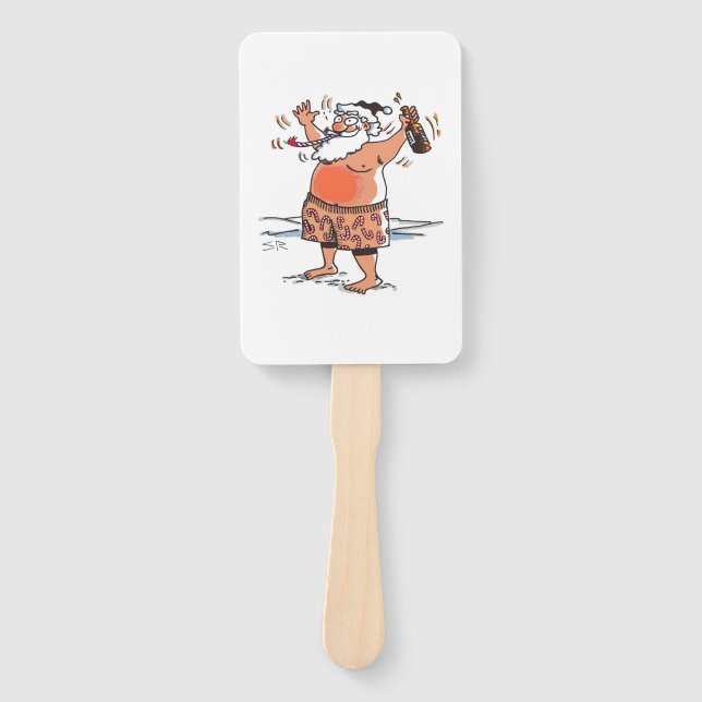 Drunk Santa rectangle hand fans (Front)