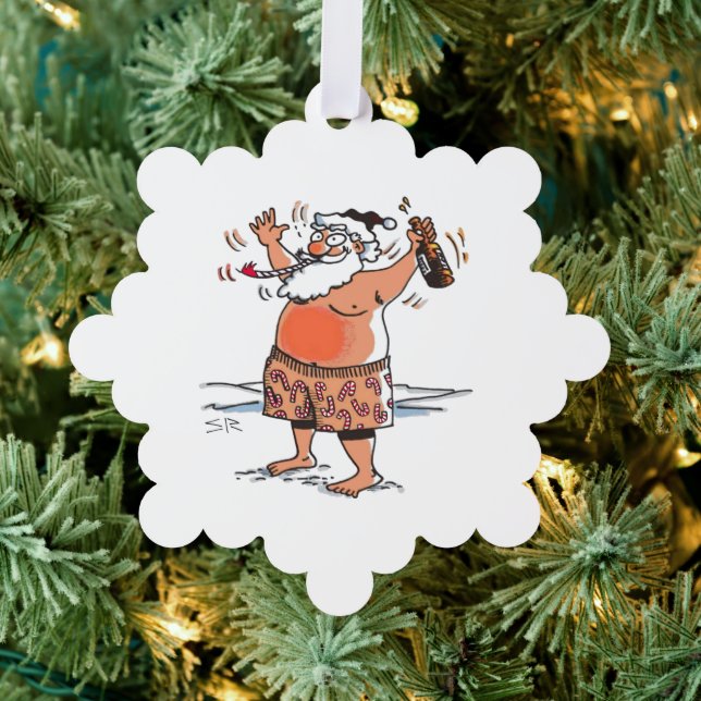 Drunk Santa snowflake paper ornament (Insitu (Tree))