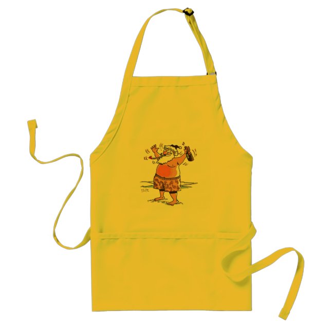 Drunk Santa standard yellow chef apron (Front)