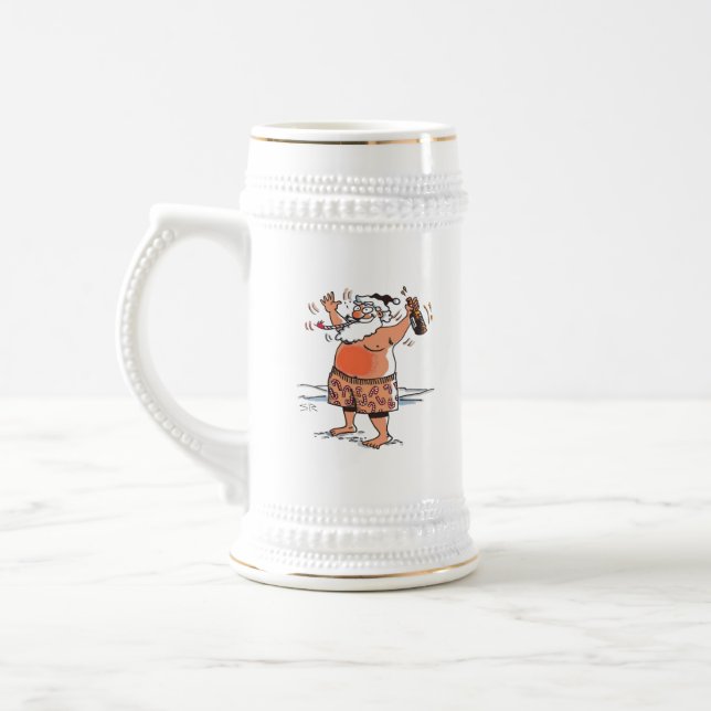 Drunk Santa stein gold trim (Left)