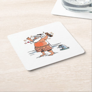 Drunk Santa w seal paper coasters