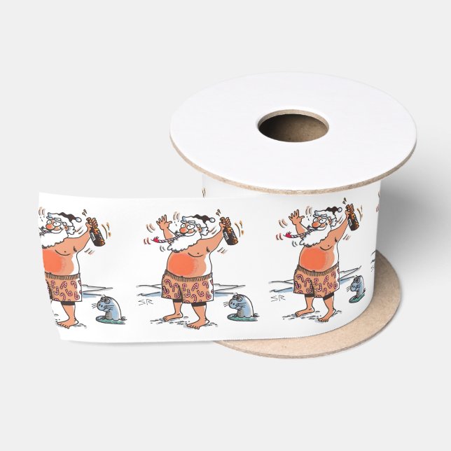 Drunk Santa w seal ribbon spool Satin Ribbon (Spool)