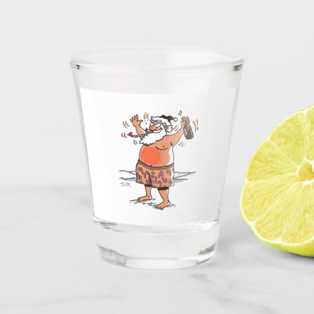 Drunk Santa white shot glass (Front)