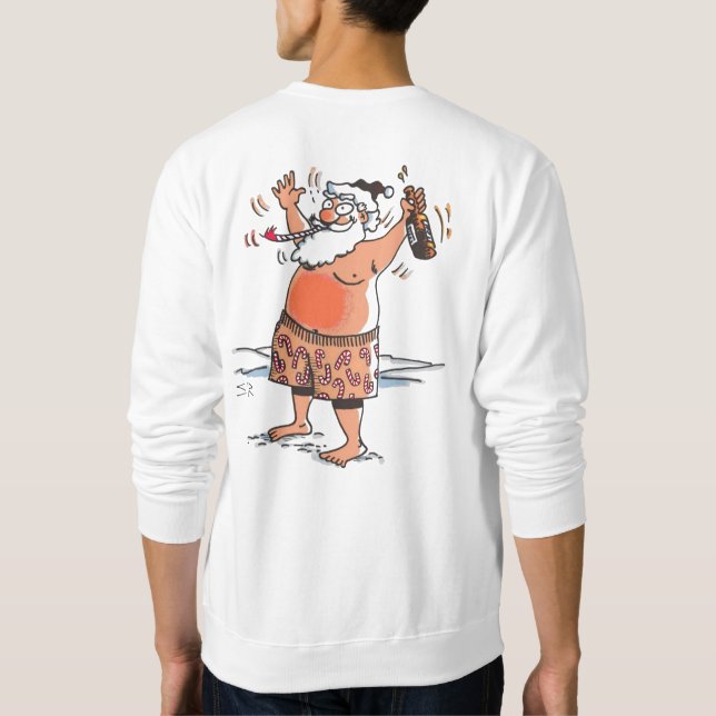Drunk Santa white sweatshirt back (Back)