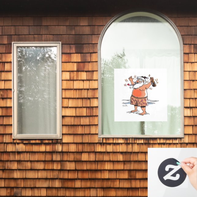 Drunk Santa white window cling (Home Window)