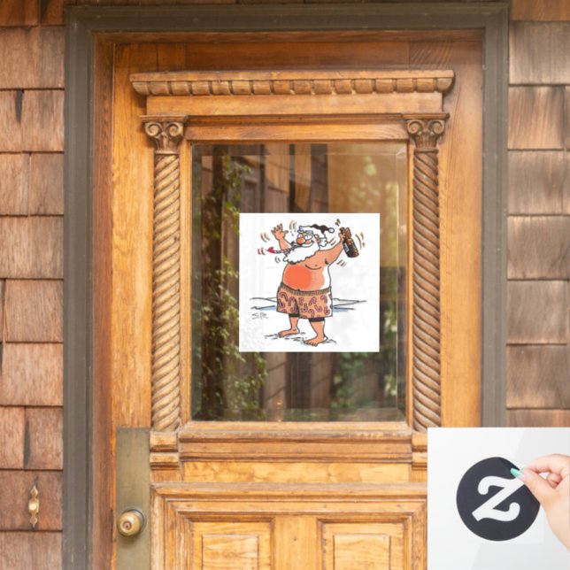 Drunk Santa window cling (Home Door)