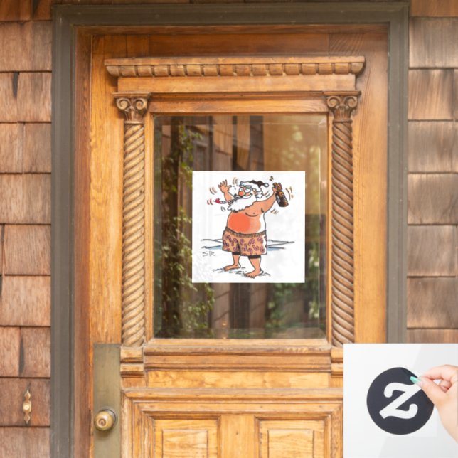 Drunk Santa window cling (Home Door)