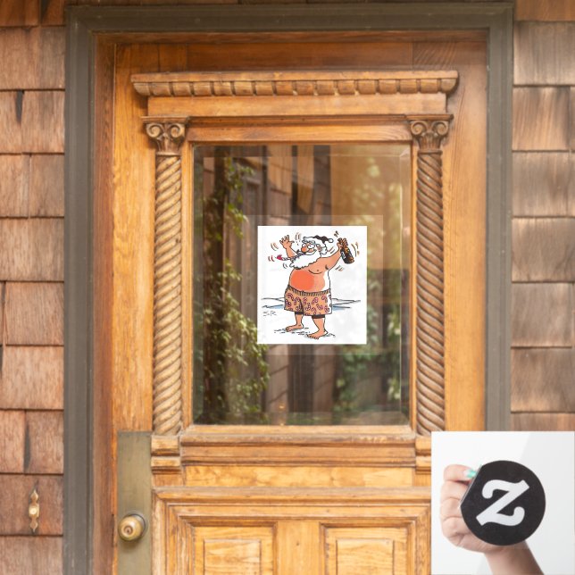 Drunk Santa window cling front stick (Home Door)