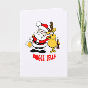 Drunk Santa With Drunk Deer Bingle Jells Card