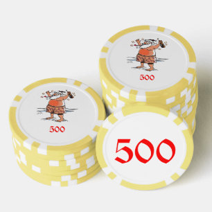 Drunk Santa yellow 500 striped poker chip