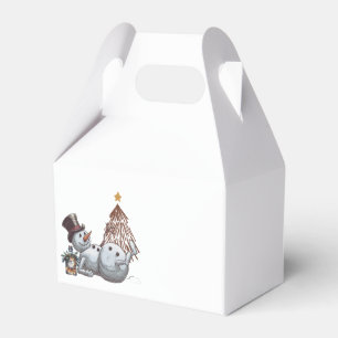 Drunk snowman with a bottle of whiskey. favour box