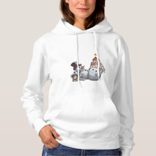 Drunk snowman with a bottle of whiskey. hoodie