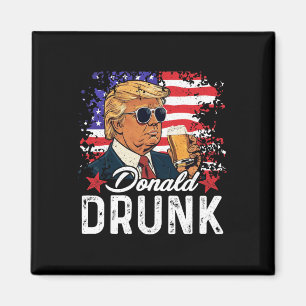 Drunk Trump Drink Beer 4th Of July American Flag Magnet