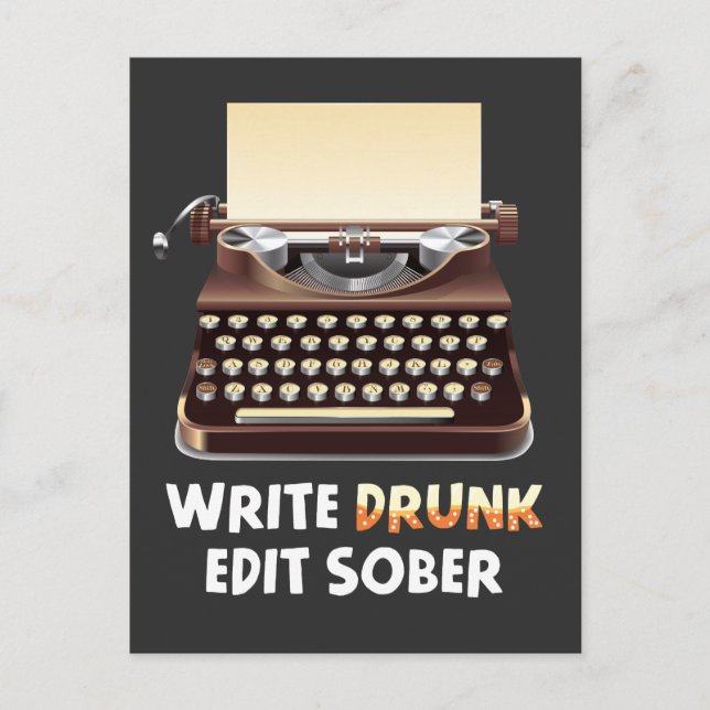 Drunk Writer Novelist Literature Book Author Postcard (Front)