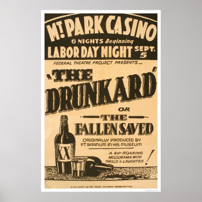 Drunkard Comedy Barnum 1938 WPA Poster (Front)