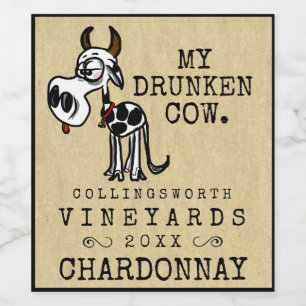 Drunken Cow Funny Homemade Wine Label