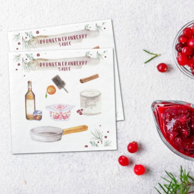 Drunken Cranberry Sauce | Holiday Party Napkin (Creator Uploaded)