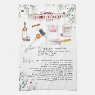 Drunken Cranberry Sauce Recipe Heirloom Tea Towel